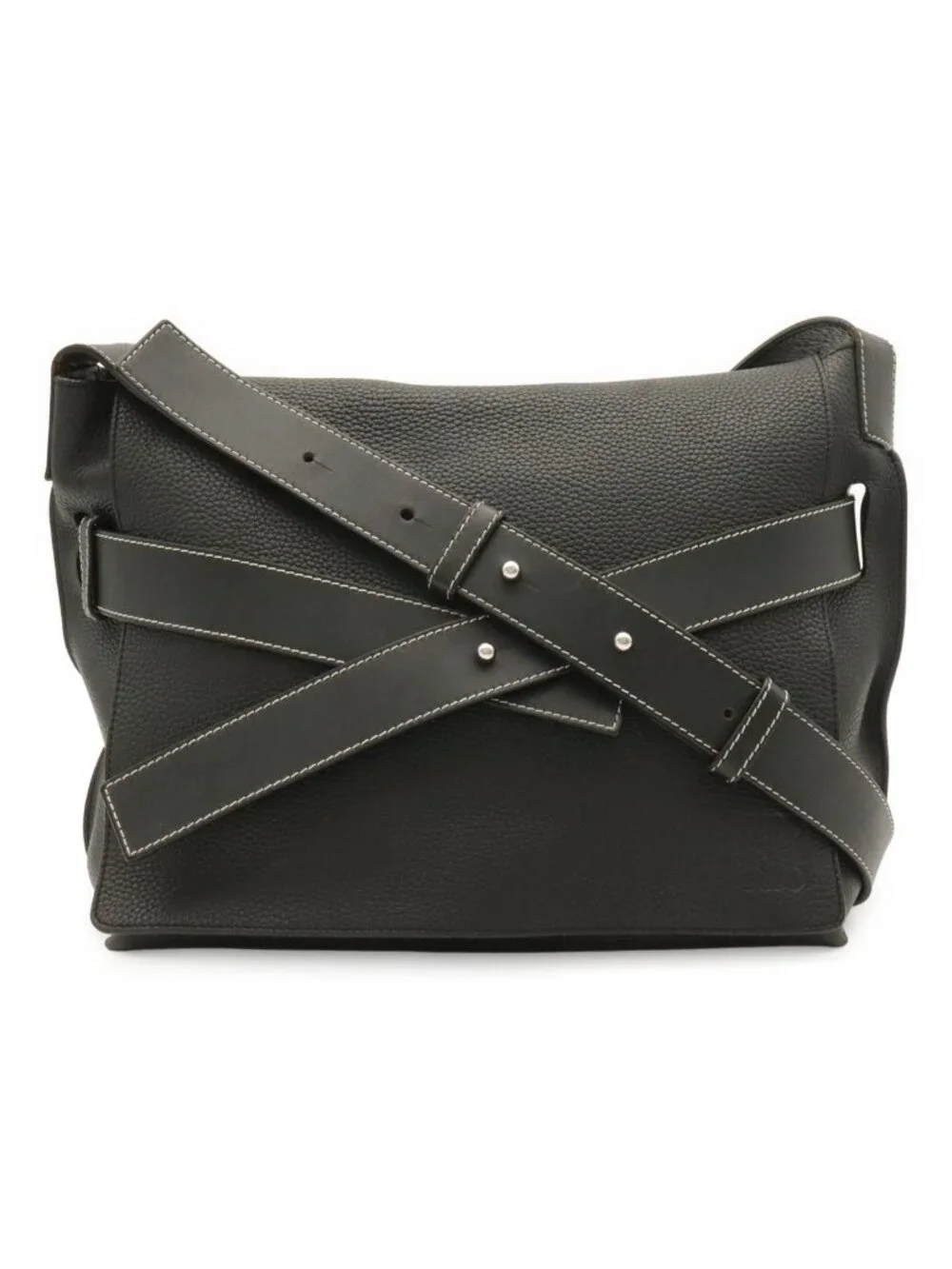 Loewe Anagram Belt Collection Messenger Shoulder Bag Leather Black Silver